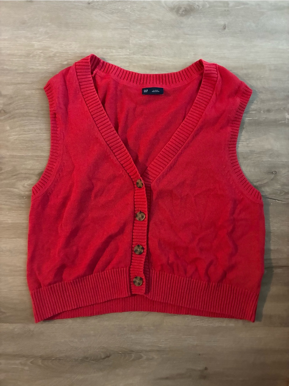 GAP Women's Bright Red Button-Front Knit Vest Top
